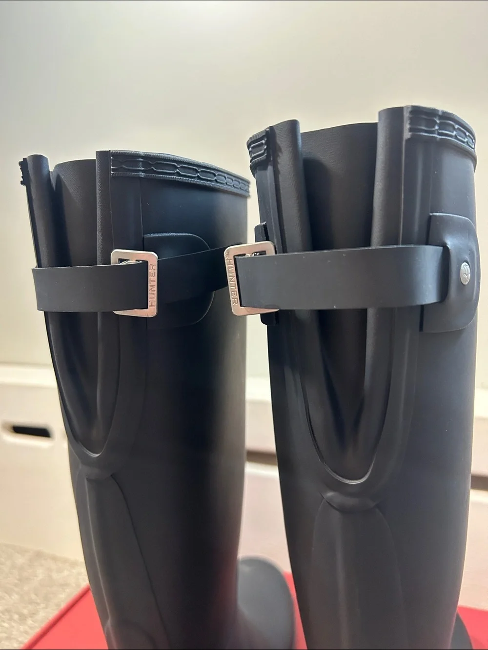 Women’s Tall Hunter Boots with Adjustable Back in matte Navy